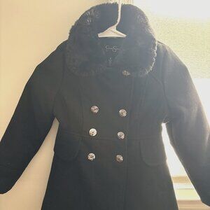 Jessica Simpson black girls dress coat